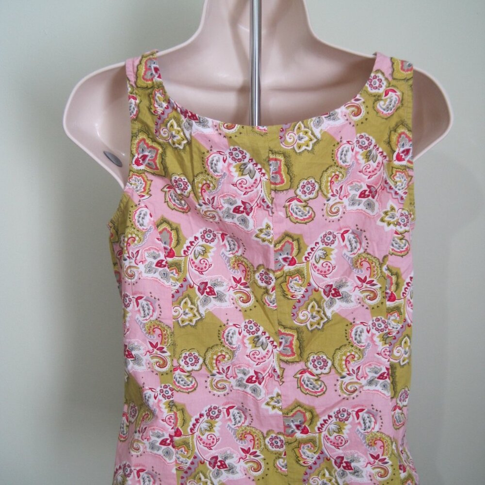 BOUTIQUE EUROPA - WOMANS PINK/GREEN FLORAL LACE BUTTON TANK TOP- SIZE 10 - Picture 5 of 7